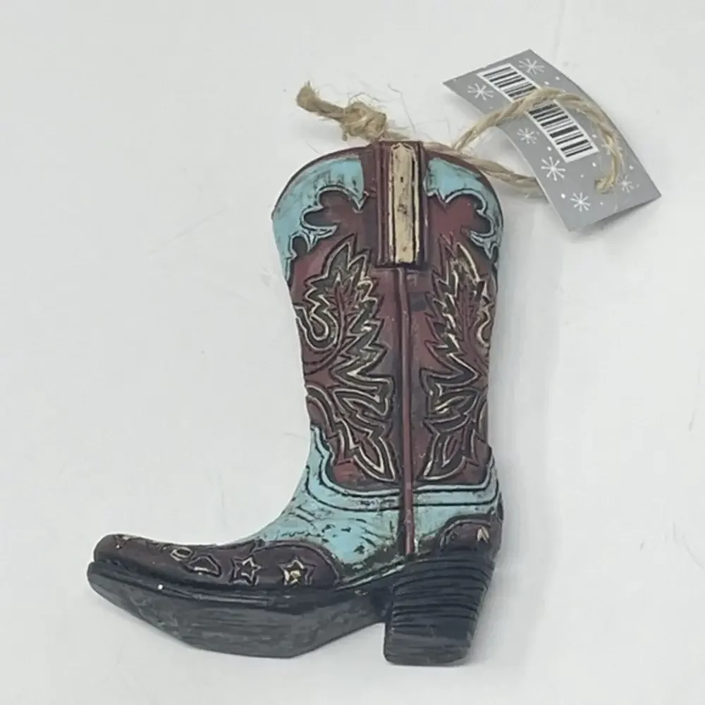 New Blue Cowboy Boot CHRISTMAS  ORNAMENT 3” Western Country Ranch  Cowgirl‎